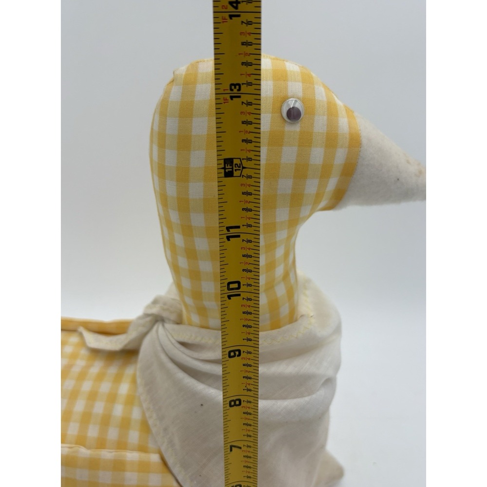 USA Vintage Cottagecore Stuffed Fabric Mother Goose Granny Lace Yellow Check‎ - Picture 10 of 11
